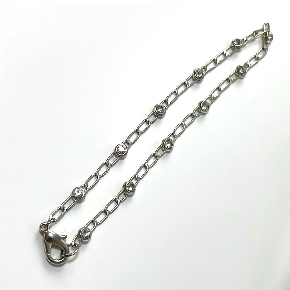 Silver Tone Chain with Crystals Ankle Bracelet